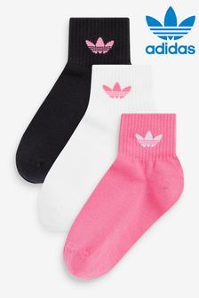 Pink - Adidas Originals Kids Mid-ankle Socks 3 Pairs (996610) | kr110