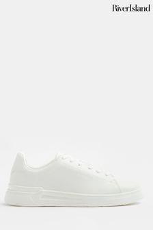 River Island White Lace Up Cupsole Trainers (996827) | $72