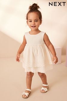 Ecru White Yellow Broderie Top and Cycle Short Set (3mths-7yrs) (996830) | $21 - $27