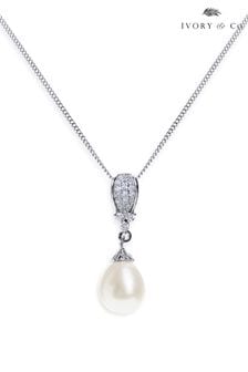 Ivory & Co Rhodium Serrano And Pearl Classic Drop Pendant (996907) | LEI 209