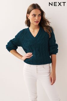 Teal Blue Cable V-Neck Tunic (997110) | 1,144 UAH
