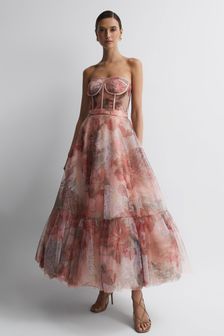 Leo Lin Bustier Tulle Midi Dress (997308) | $3,285