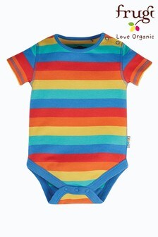 Frugi Red Organic Cotton Rainbow Stripe Short Sleeve Bodysuit (997667) | CHF 13 - CHF 14