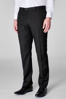 Black Slim Fit Wool Blend Textured Trousers (997937) | CA$84