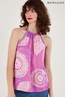 Monsoon Purple Tie Strap Print Cami Top in LENZING™ ECOVERO™ (998152) | 125 zł