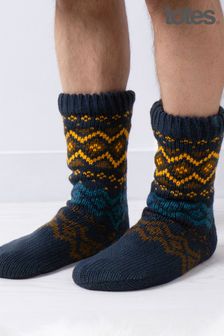 Totes Fairisle Mens Fair Isle Slipper Socks With Fleece Lining (998190) | €21