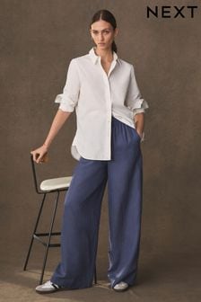 Indigo Blue Premium 100% Linen Wide Leg Trousers (998298) | OMR19