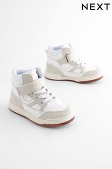 Neutral Elastic Lace Touch Fastening High Top Trainers (998560) | OMR11 - OMR12