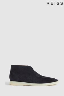 Reiss Navy Kason Mid Suede Slip-On Boots (998751) | SGD 518