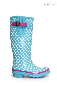 Lunar Adjustable Rubber Pale Blue Polka Dot Wellington Boots (999032) | 47 €