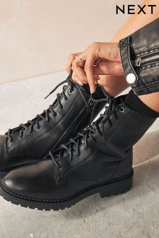 Black X Wide Flat Casual Boots Next Luxembourg