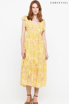 Cortefiel Langes, bedrucktes Kleid, Gelb (999267) | 54 €
