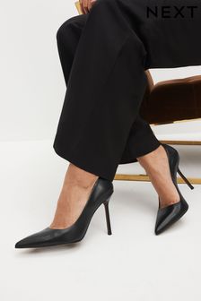 Black Forever Comfort® Leather Point Toe Court Shoes (999399) | ₪ 160