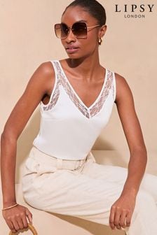 Lipsy White Lace Panel Vest (999845) | 117 QAR