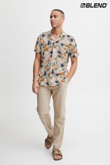 Brązowy - Blend Retro Tropical Printed Resort Short Sleeve Shirt (999854) | 220 zł
