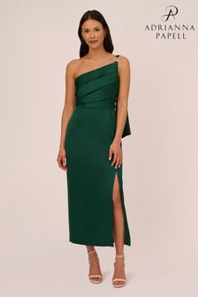 Adrianna Papell Green Satin Crepe Dress (999899) | AED1,104