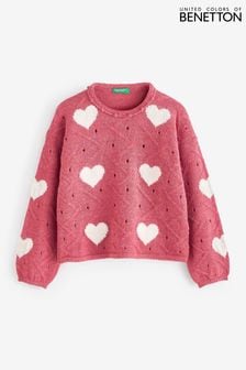 Benetton Red Heart Print Jumper (999930) | €57