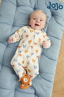 Natur/Wald - Jojo Maman Bébé Bedruckter Baby-Schlafanzug aus Baumwolle mit Reißverschluss (9BZ365) | 32 €