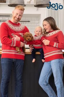 Rdeč pulover z nordijskim vzorcem in vzorcem severnega jelena Jojo Maman Bébé (9EG288) | €23