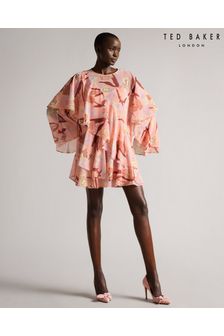 Ted Baker Pegaia Coral Pink Sleeve Detail Mini Dress (9P7854) | 1,094 QAR