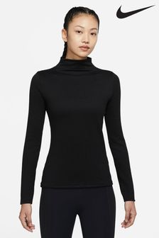 Nike Black Yoga Luxe Long Sleeved Ribbed Top (A00090) | €55