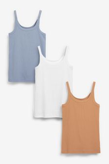 Blue/White Ribbed Vest Tops 3 Pack (A00155) | ₪ 102