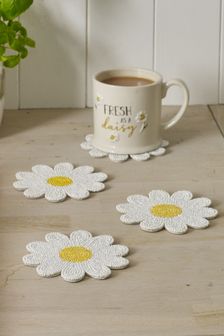Set of 4 Multi Beaded Daisey Coasters (A00241) | kr134