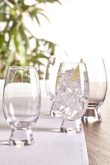 Clear Aubrie Chunky Set of 4 Tall Tumbler Glasses (A00247) | 83 zł