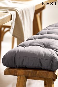 Charcoal Grey Cotton Linen Blend Bench Cushion (A00256) | $114 - $132
