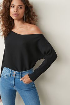 Black Off The Shoulder Knitted Top (A00284) | 23 €