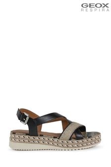 Geox Womens Eolie Black Sandals (A00355) | $182