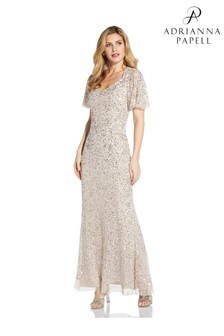 Adrianna Papell Natural Beaded Mermaid Gown (A00417) | ₪ 1,092