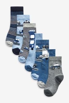 Blue Transport 7 Pack Cotton Rich Socks (A00479) | $15 - $19
