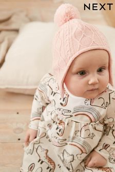 Pink Tiny Cable Newborn Baby  Hat (0mths-2yrs) (A00578) | €10