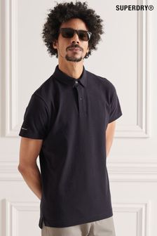 Superdry Black Organic Cotton Studios Jersey Polo Shirt (A01230) | SGD 68