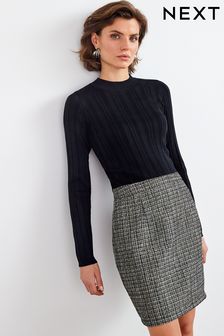 Zwart - Tweed Mix Mini Jumper Dress (A01622) | €46