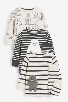 Monochrome Yeti Snuggle Pyjamas 3 Pack (9mths-12yrs) (A01634) | €45 - €55