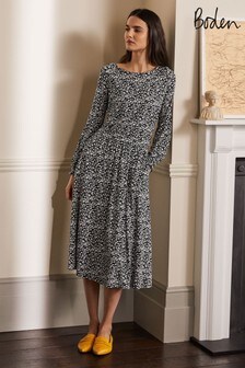 שמלת מידי של Boden דגם Evelyn מבד ג'רזי שחור (A01651) | ‏373 ₪