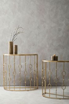 Fifty Five South Set of 2 Gold Faiza Half Moon Console Tables (A01762) | $704