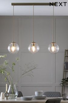 Brass Bourton Linear 3 Light Pendant Ceiling Lights (A01768) | €145