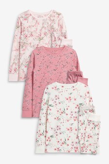 Pink/Cream Floral 3 Pack Pyjamas (3-16yrs) (A01846) | $47 - $61