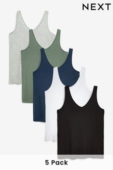 Black/White/Grey/Blue/Green Slouch Vests 5 Pack (A01865) | ￥5,760