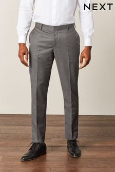 Grey Slim Fit Micro Patterned Wool Rich Slim Fit Suit Trousers (A02447) | 30 €