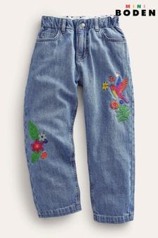 Boden Blue Embroidered Barrel Leg Jeans (A02905) | €20 - €21.50