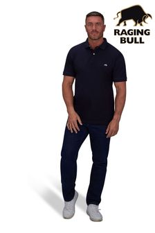 Bleu marine - Polo raging Bull classique en tissu bio (A03208) | €58