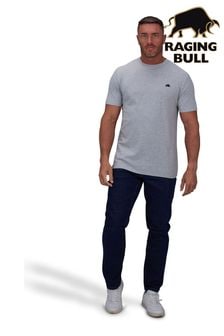 Svetlo siva - Klasična majica s kratkimi rokavi iz organskega materiala Raging Bull (A03210) | €31