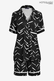 Hot Squash Black Jersey Shorts Pyjama Set With Buttons