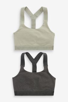 Green/Grey Next Active Sports Low Impact Crop Tops 2 Pack (A03685) | kr242