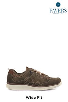 Pavers Brown Mens Wide Fit Lace-Up Trainers (A03792) | kr558