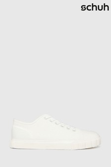 Schuh White Marlo Canvas Lace Up Trainers